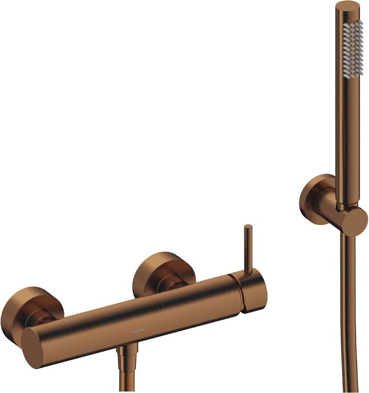 SANYCCES LOOP Einhebel Brausebatterie mit Brausehalter, Handbrause & Brauseschlauch rosegold gebürstet