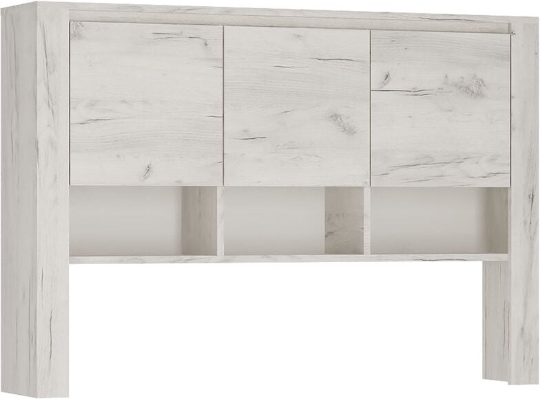 Lomadox - Aufsatzschrank für Schreibtisch oder Kommoden, weiß Eiche, AMANTEA-129