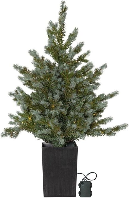 Star Trading - LED-Weihnachtsbaum Greyland mit schwarzem Topf 95cm batteriebetrieben