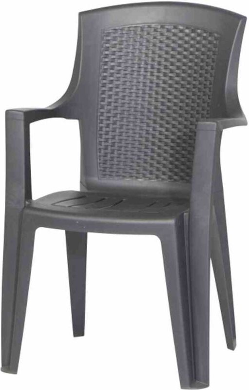 Thumbnail - Ipae Progarden - Stapelsessel Eden anthrazit Vollkunststoff, Monoblock, stapelbar, Rücken in Geflechtoptik