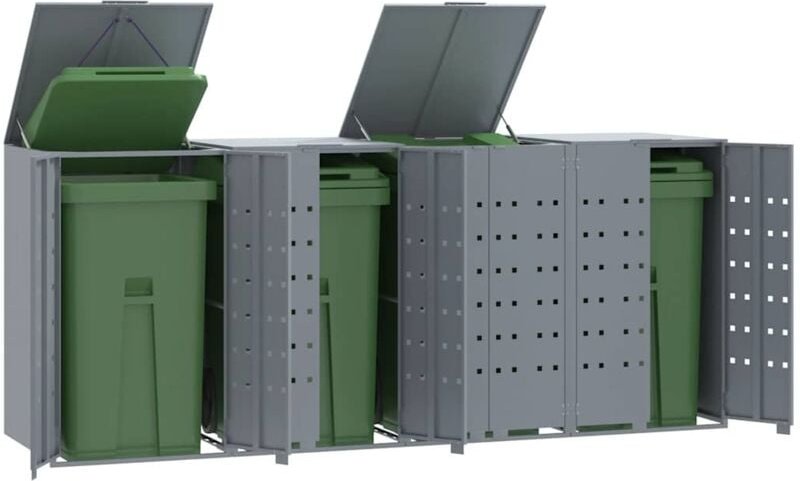 Mülltonnenbox für 4 Tonnen Grau 276x79x117 cm Stahl vidaXL