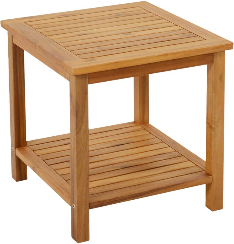 Akazien Beistelltisch iowa geölt - 45 x 45 cm - Holz Gartentisch mit 2 Ablagen - Couchtisch Bistrotisch Holztisch aus Ak...