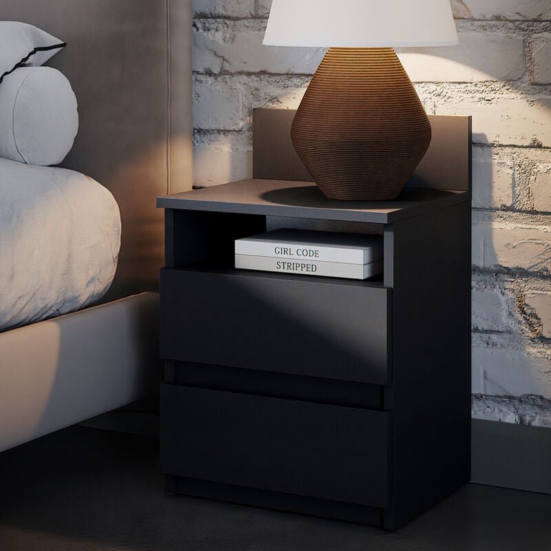 Vicco - Nachttisch Monty, Schwarz, 39.6 x 59.1 cm 2er Set