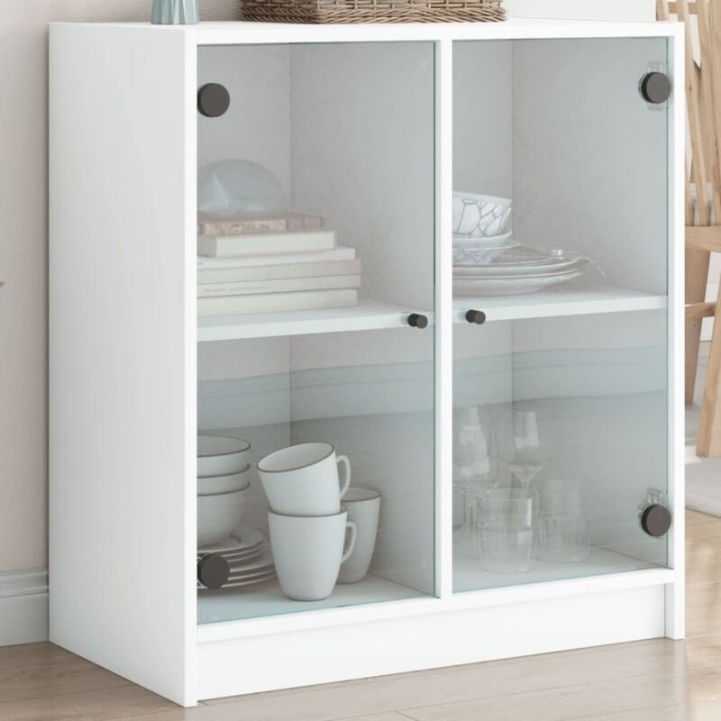 Beistellschrank mit Glastüren Weiß 68x37x75,5 cm Vidaxl