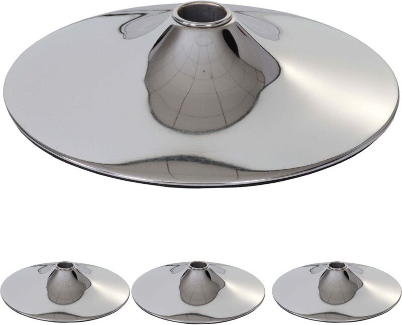 HHG - 4er-Set Fußplatte Fuß Fußteller für Barhocker Loungesessel, chromoptik ø 45cm
