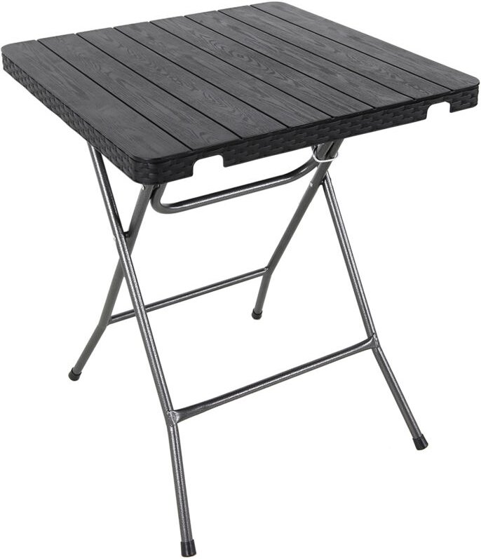 Klapptisch mit Holzoptik schwarz - 60 x 60 cm - Gartentisch klappbar im Holz Design
