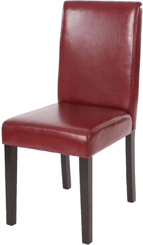 Esszimmerstuhl Littau, Küchenstuhl Stuhl, Kunstleder rot-braun, dunkle Beine