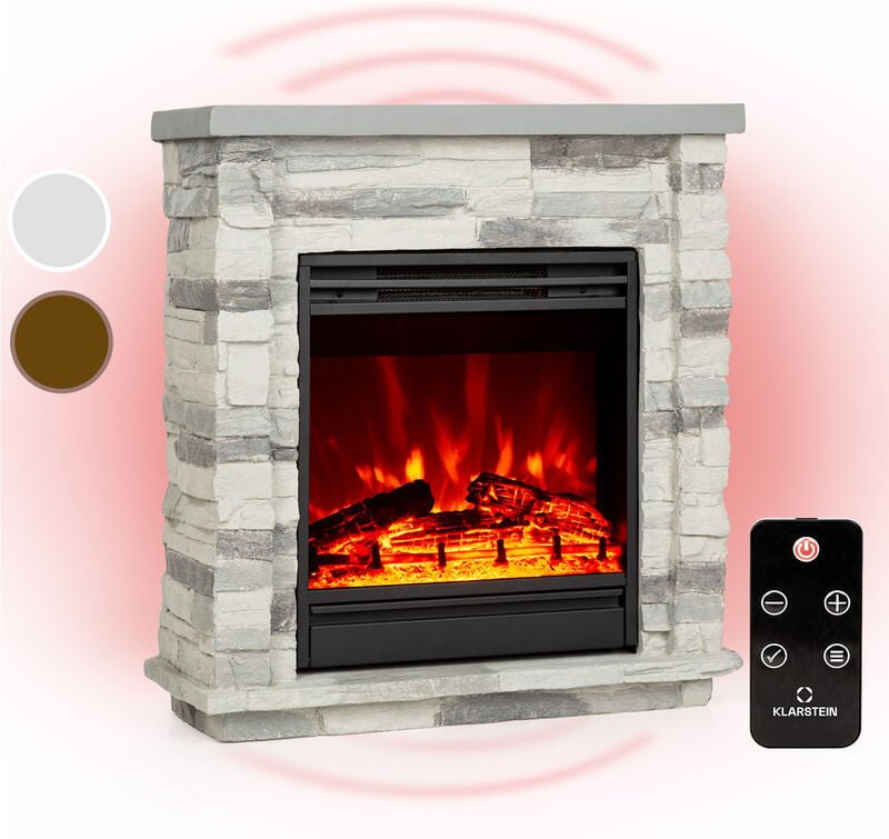 Lienz Elektrischer Kamin 1800W Steindekor Polystone Fernbedienung