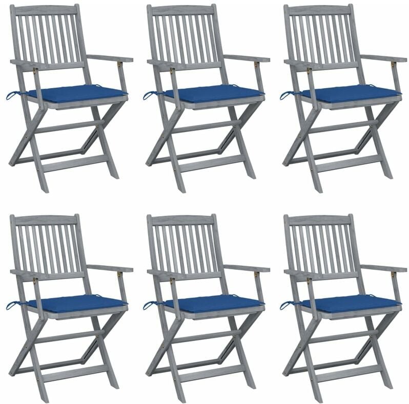 Vidaxl - Klappbare Gartenstühle 6 Stk. mit Sitzkissen Massivholz Akazie