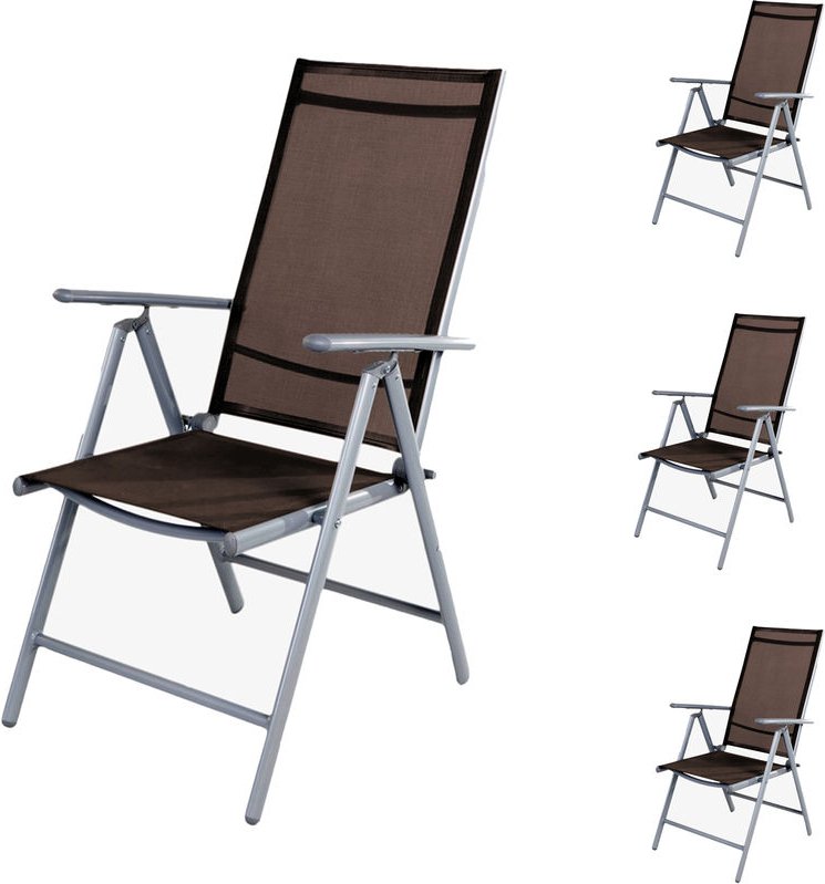 Mojawo - 4er Set Hochlehner Silbergrau/Schokobraun 7 Positionen-MMC5000SB-4