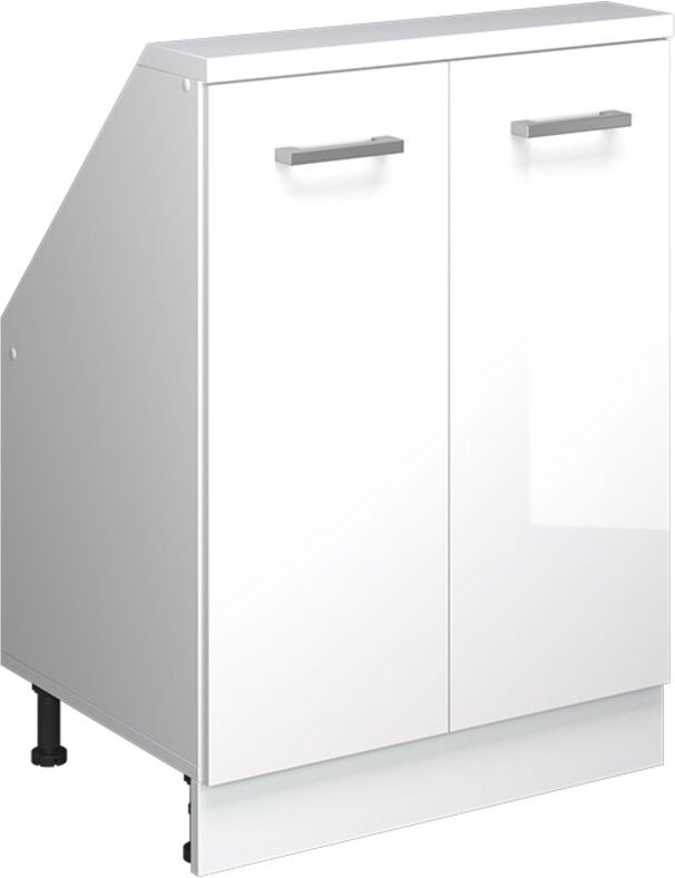 Dachschrägenschrank Rion, Weiß/Weiß Hochglanz, mit 2 Türen, Vicco