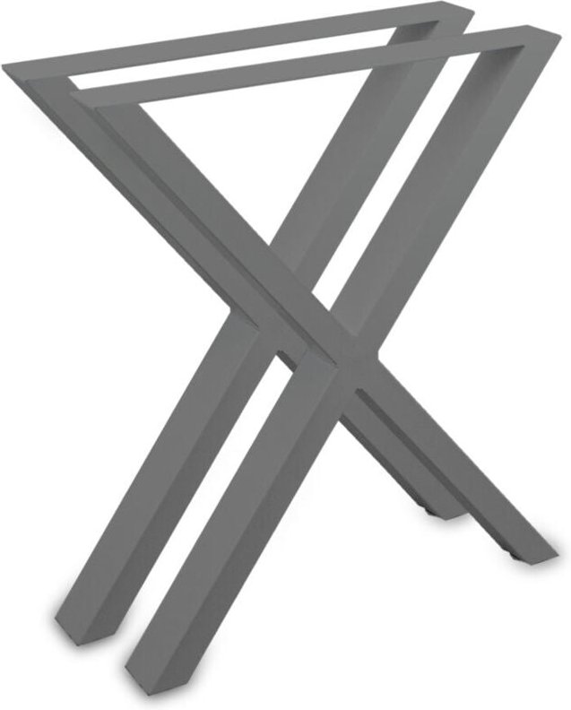 Bituxx - Tischbeine Tischkufen Tischgestell Tischuntergestell Stahl Metall Eckig (Kreuz 72x60 (80mm Breit), Grau)