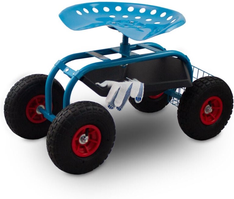 Bituxx Garten Rollhocker Hocker Arbeitshocker Sitzhocker Gartenhocker Gartenarbeit mit Ablage und Korb bis 150kg mit Luf...