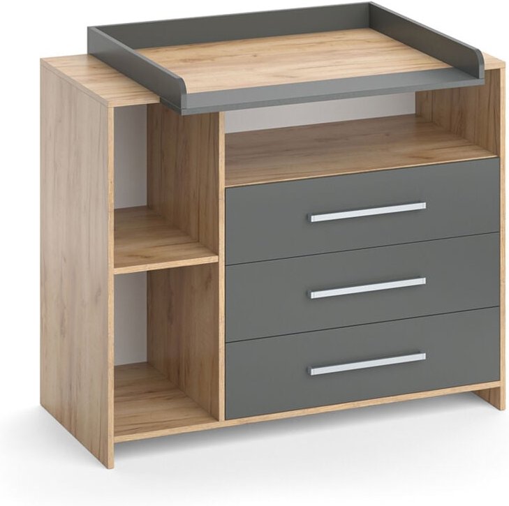 Vicco - Wickelkommode Oskar, Goldkraft Eiche, 113 x 100 cm