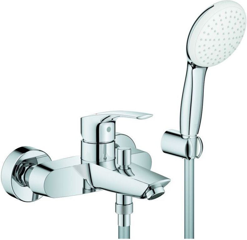 Wannen-Einhebelmischer Eurosmart 1/2', m Brausegarnitur, Wandmontage, chrom - Grohe