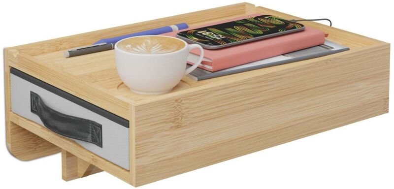 Bambus-Nachttischablage mit Schublade zum Anklemmen für kleine Räume