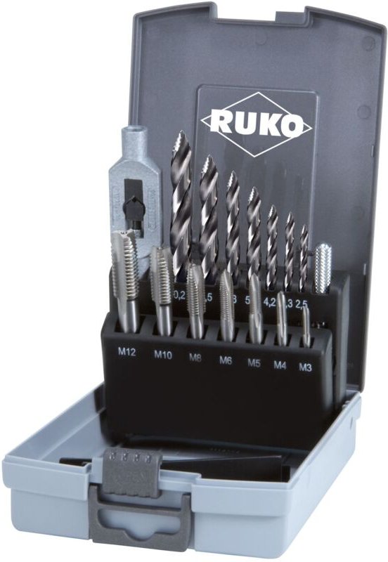 Einschnittgewindebohrer hss + ultimatecut Spiralbohrer din 338 hss Typ flowstep® Spitze in ABS-Kunststoffkassette - 15 t...