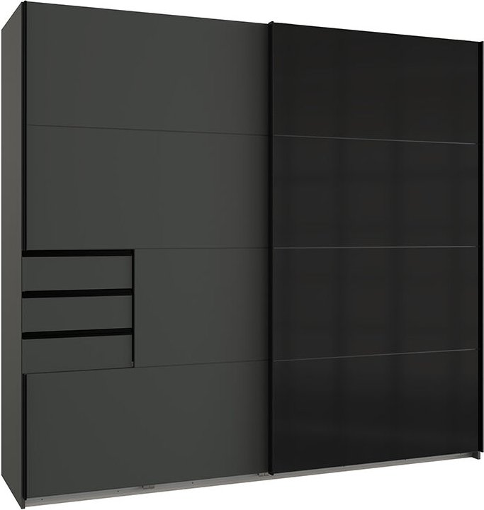 Kleiderschrank BRIXEN-43 mit Schwebetüren in graphit mit schwarz, b/h/t ca. 225/208/65 cm