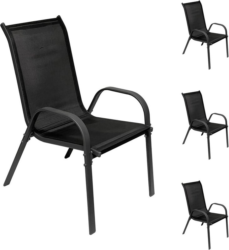 Mojawo - 4 Stück Stapelsessel kd Metall - Textilen schwarz-MMC330880-4