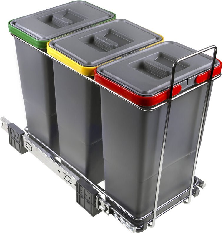 So-tech - Abfallsammler Ecofil 8+8+8L mit Deckel Einbaumülleimer für Korpusbreite ab 30 cm