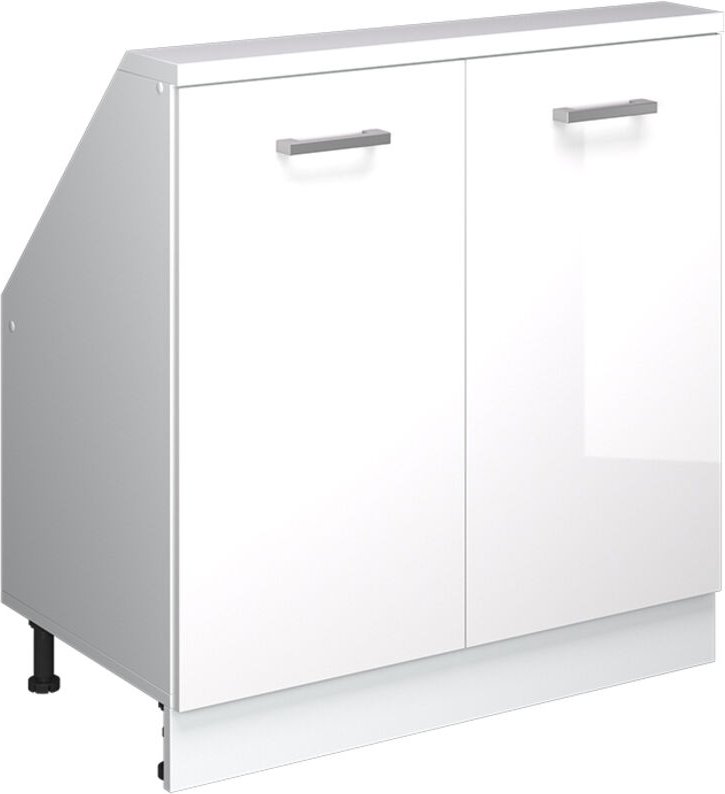 Dachschrägenschrank Rion, Weiß/Weiß Hochglanz, mit 2 Türen, Vicco