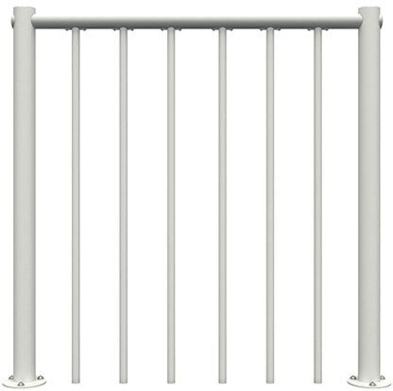 Geländer für Außentreppen – Weißer verzinkter Stahl und PVC – Länge 1 m – Handlauf aus PVC - RE-I-RV-PVC-B-EXT