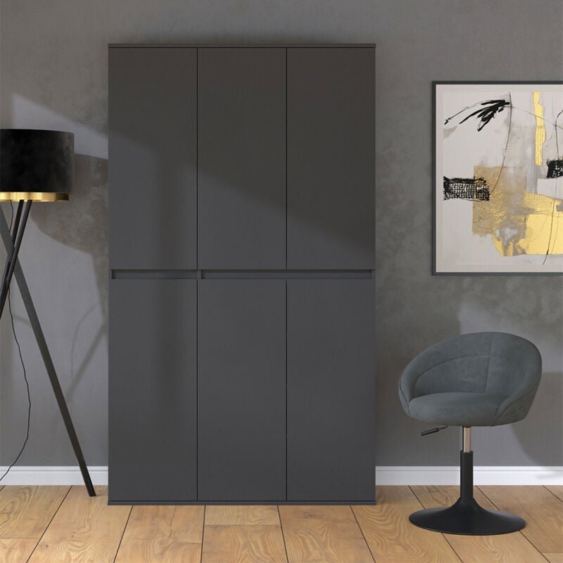 Vicco - Kleiderschrank Claus, Anthrazit, 111 x 191.5 cm mit 6 Türen