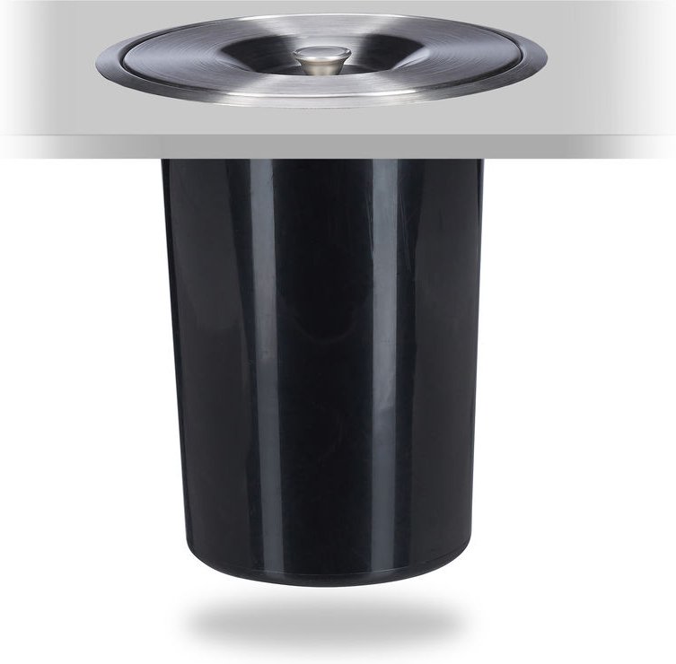 Einbaumülleimer für Arbeitsplatte, Deckel, hygienisch, Biomüll, Edelstahl, HxD: 29,5x26,5cm, silber/schwarz - Relaxdays