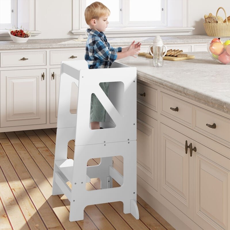 Woltu - Lernturm Für Kinder Baby, 3 in 1 Kinderhocker Kindertisch Tritthocker Tafel, Montessori Lernturm mit Rausfallsch...