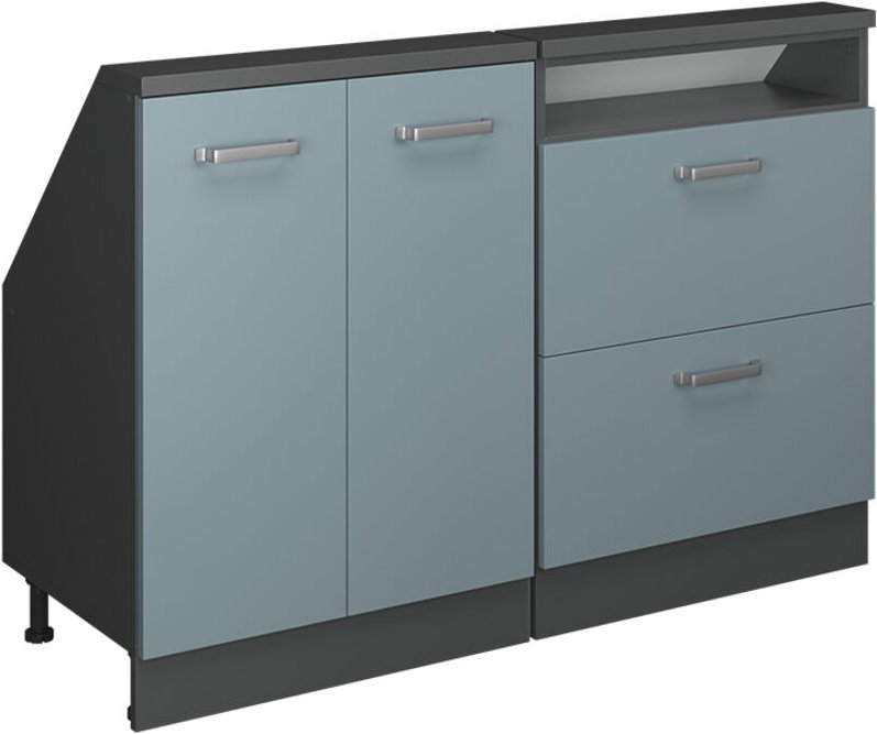 Dachschrägenschrank-Set Rion, Blau-Grau/Anthrazit, 2er Set, Vicco