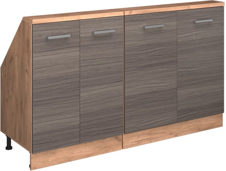 Dachschrägenschrank-Set Rion, Edelgrau/Goldkraft Eiche, 2er Set, Vicco