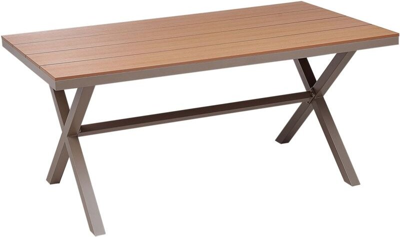 Beliani - Gartentisch Taupe aus Aluminium Kunstholz 160 x 90 cm 4-Sitzer Modern für Garten Terrasse Außenbereich Outdoor