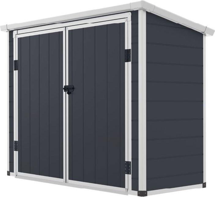 Noa 7,29 m2 Außenschuppen aus Kunstharz mit Boden und Doppeltür 156x139 cm Farbe Anthrazit - Gardiun