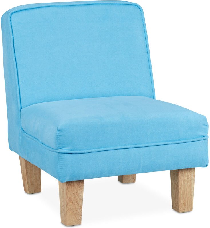 Relaxdays Kindersessel, für Jungen & Mädchen, kleiner Sessel für Kinderzimmer, HBT: 60 x 45 x 52 cm, Minisessel, blau