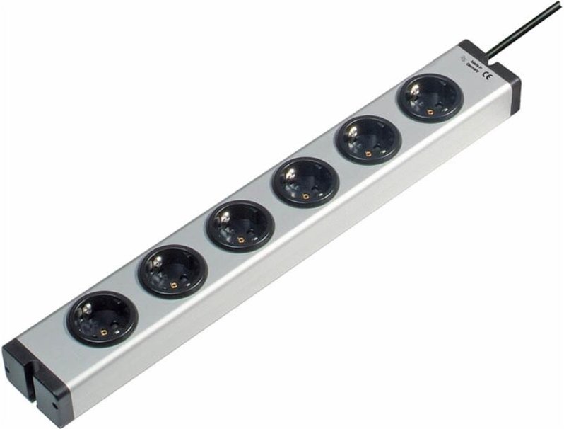 Steckdosenleiste ohne Schalter 6fach Aluminium 1,5m Zuleitung - Ehmann