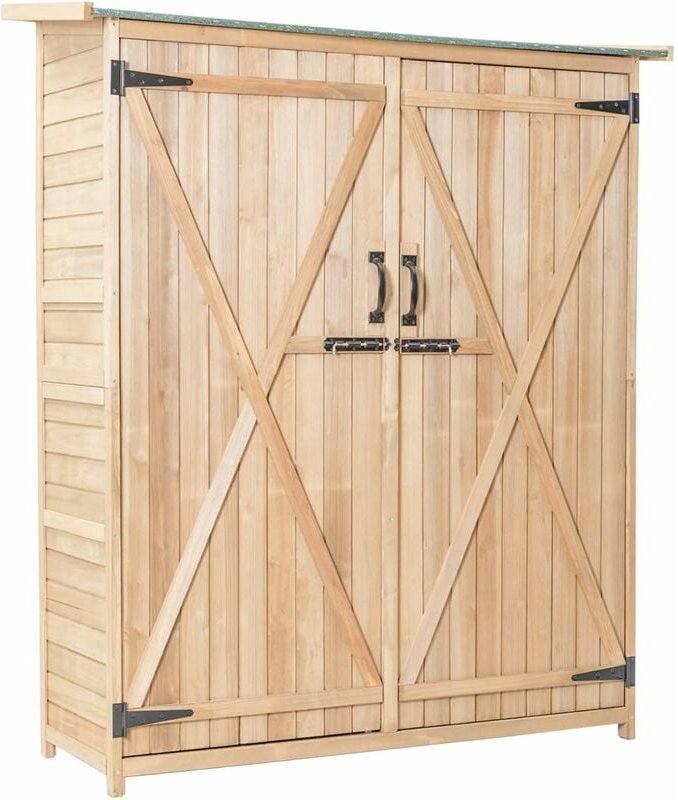 Thumbnail - Gartenschrank Holz, Gerätehaus wetterfest, Geräteschuppen Holzgerätehaus Gartenhaus, Holzschuppen mit Satteldach, Garten...