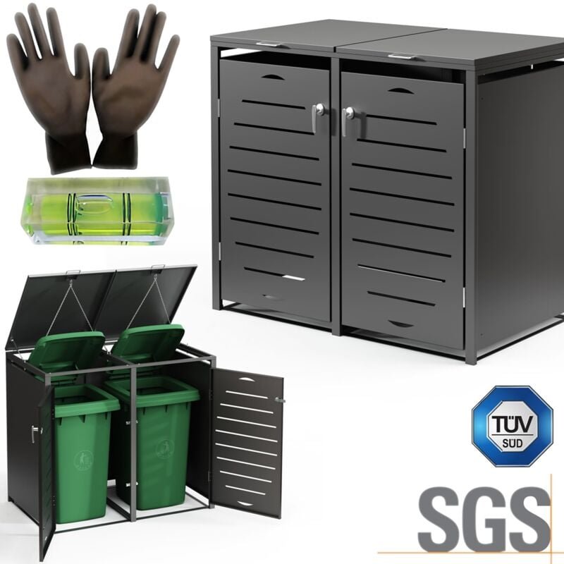 Mucola - Mülltonnenbox 2er Mülltonnenverkleidung Mülltonnenhaus Abfallbehälter Müllbox