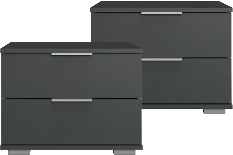Lomadox - Schlafzimmer 2er Set Nachttisch Nachtschrank in graphit ELSTRA-43, b/h/t ca. 52/40/38 cm