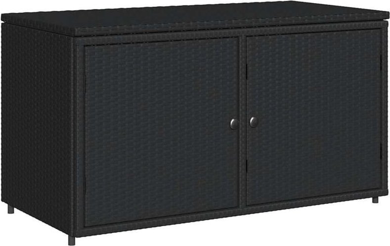 Gartenschrank Schwarz 110x55x60,5 cm Poly Rattan Vidaxl
