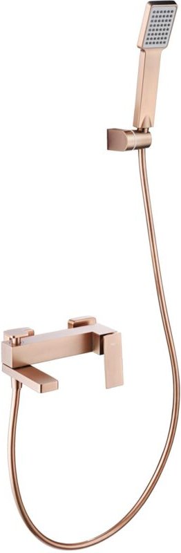 IMEX Badewannenarmatur aus Messing und Zinklegierung gebürstete Rosegold-Finish ABS-Duschhalterung 1-Position Duschkopf ...