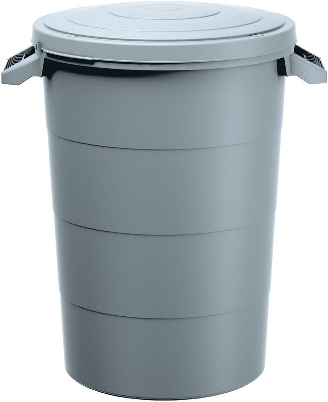 Thumbnail - Regenwasser-Tank 80 Liter mit Deckel - grau - Universal Kunststoff Tonne mit Tragegriffen - Regentonne Garten Abfall Eim...