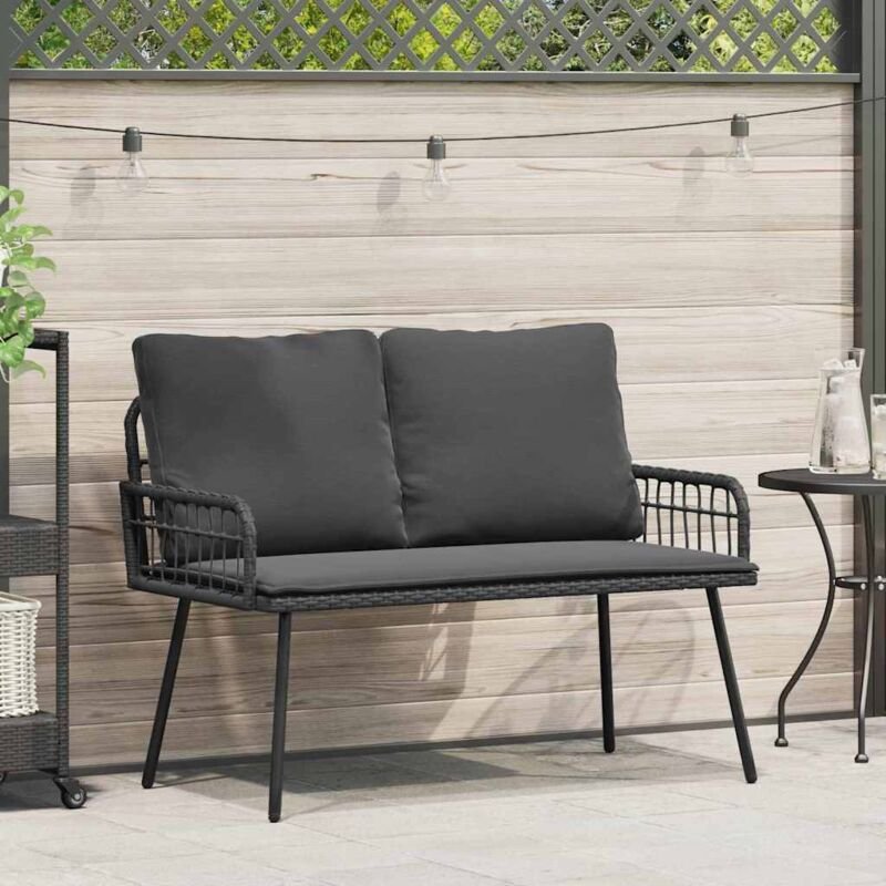 Gartenbank Schwarz 114x64x78 cm Poly Rattan Vidaxl
