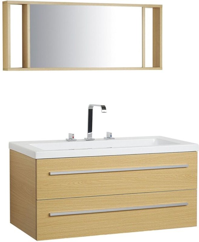 Badmöbel Beige mdf Platte Acryl 92 x 100 x 47 cm Modern Exklusiv Glamourös Praktisch Multifunktional Badezimmer