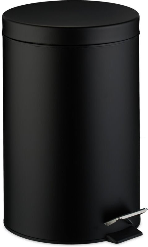 Relaxdays Mülleimer Küche, 20 Liter, mit Deckel, entnehmbarer Inneneimer, Fußpedal, mattes Design, Treteimer, schwarz