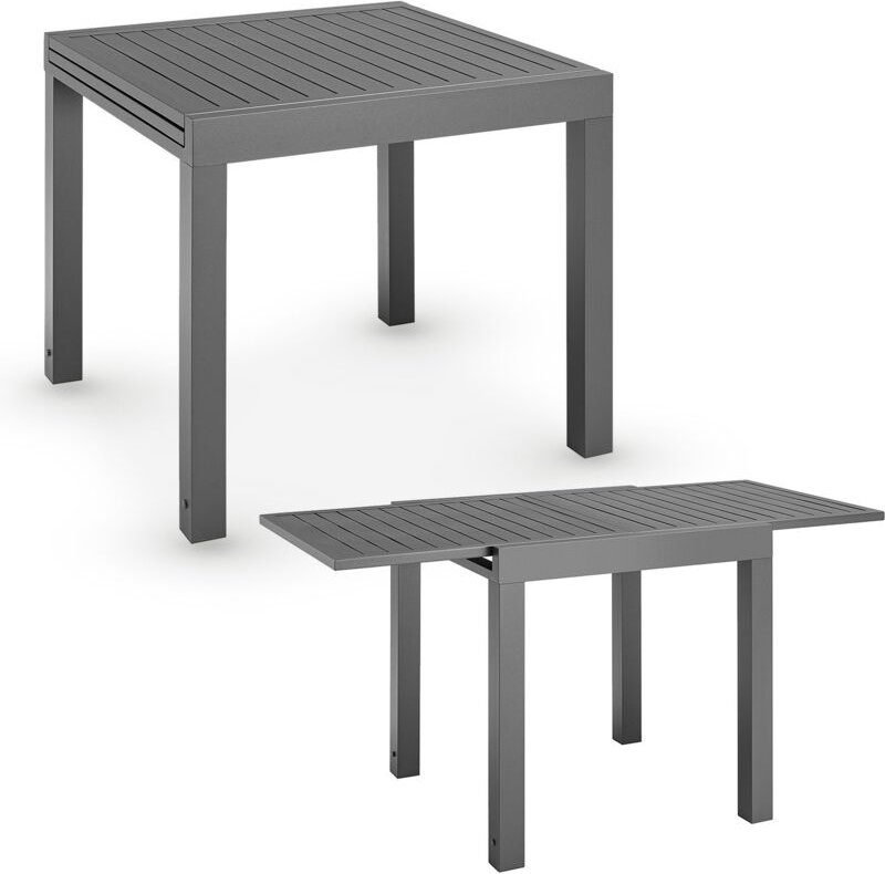 Juskys Gartentisch Laki 80x80 cm ausziehbar - Aluminium Esstisch zum Ausziehen - große Tischplatte - Alu Tisch Balkonmöb...