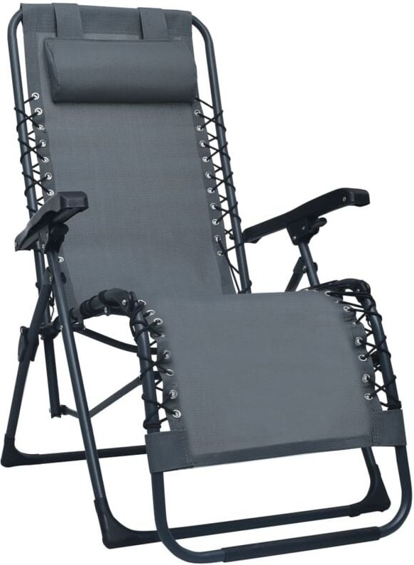 Vidaxl - Liegestuhl Klappbar Grau Textilene