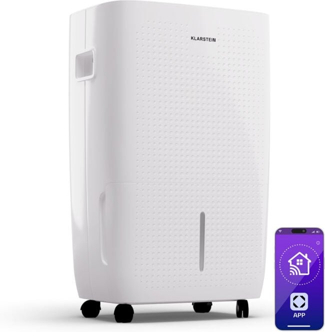 Klarstein - Luftentfeuchter Elektrisch bis 65m2, Smart Luftentfeuchter für Wohnung, Bad & Keller, Luft-Entfeuchter Leise...