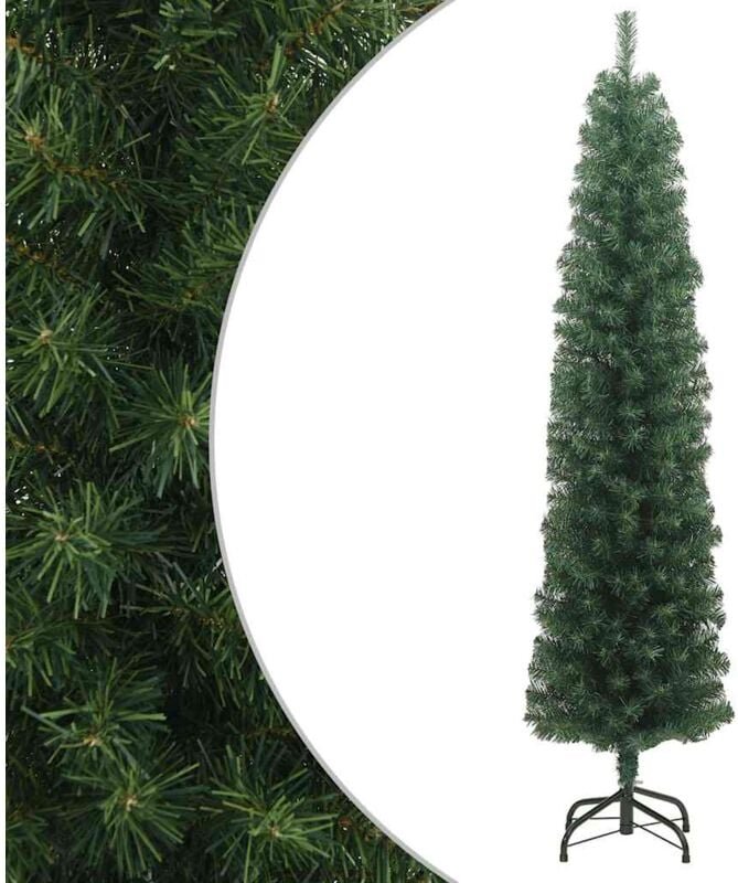 Künstlicher Weihnachtsbaum Schlank mit Ständer Grün 210 cm PVC vidaXL