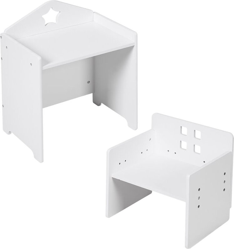 Relaxdays Kindersitzgruppe, 2-tlg., Kindertisch mit Stuhl, Kreidetafel, Mädchen & Jungen, Sternenmotiv, Maltisch, weiß