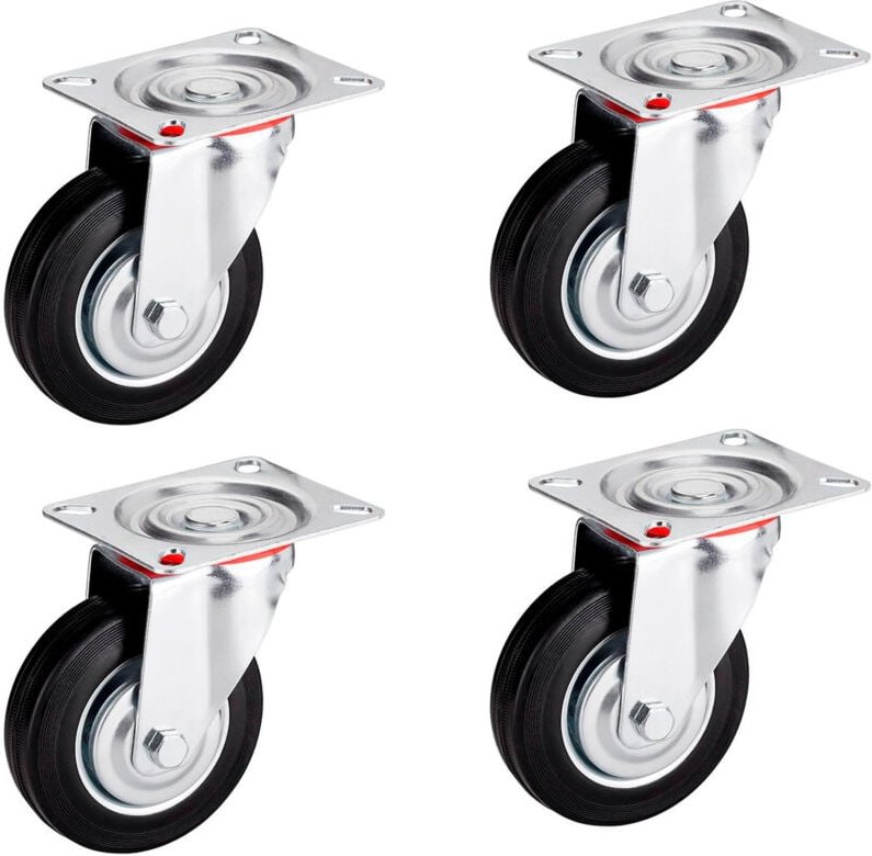 Thumbnail - 4er set sotech Transportrollen red Durchmesser 200 mm (4x Lenkrollen) Höhe 232 mm, Anschraubplatte 130 x 102 mm Traglast...
